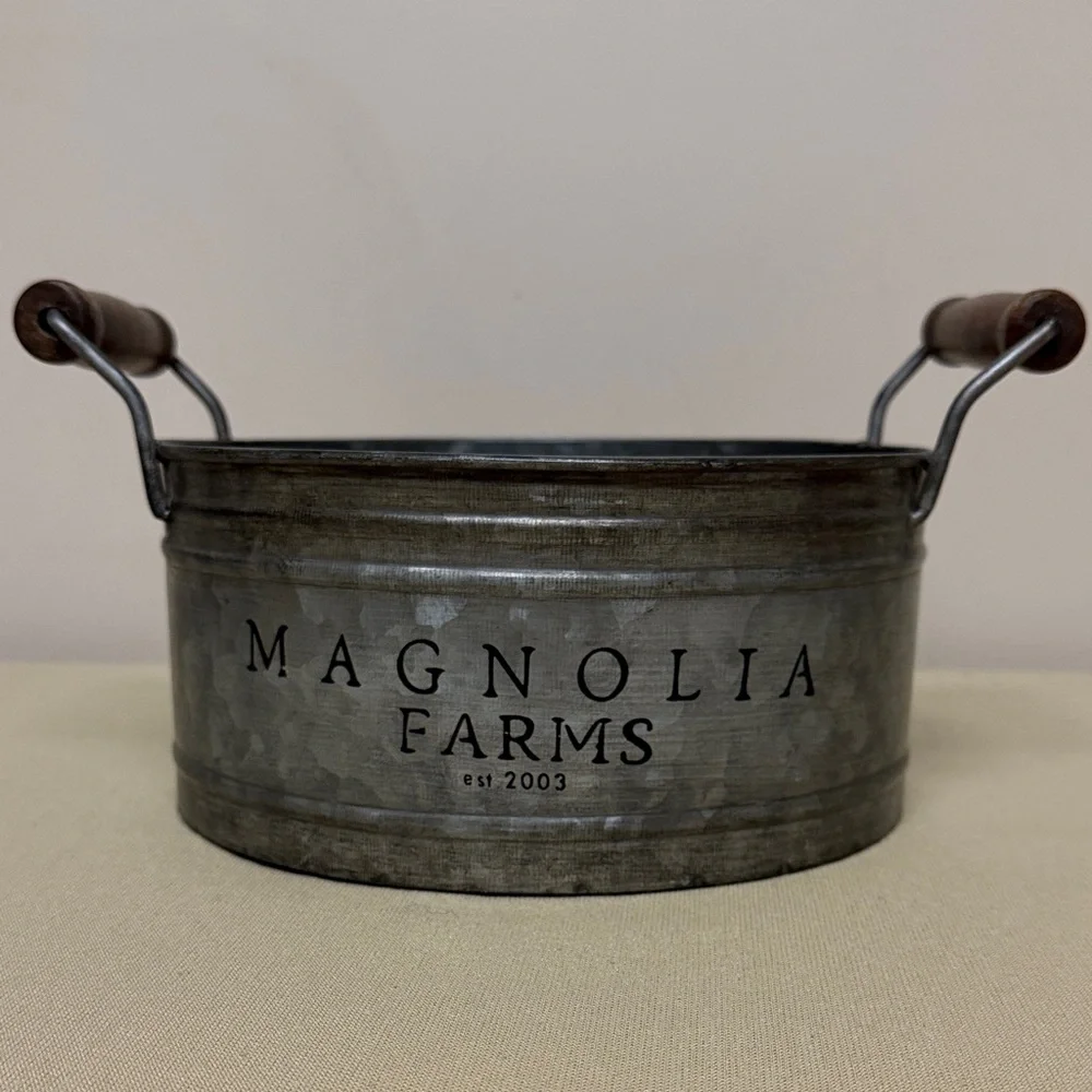 Magnolia Farms magnolia home galvanized handled bucket - Picture 2 of 4